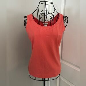 Tommy Bahama Beaded Neckline Coral Tank Top in Size Small
